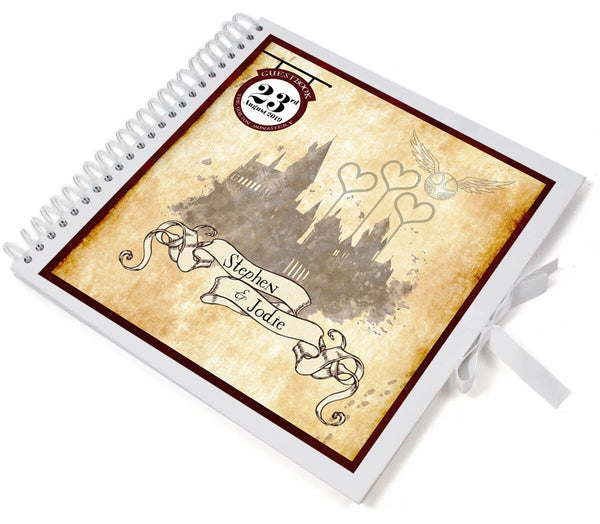 castle style wedding guest book personalised.