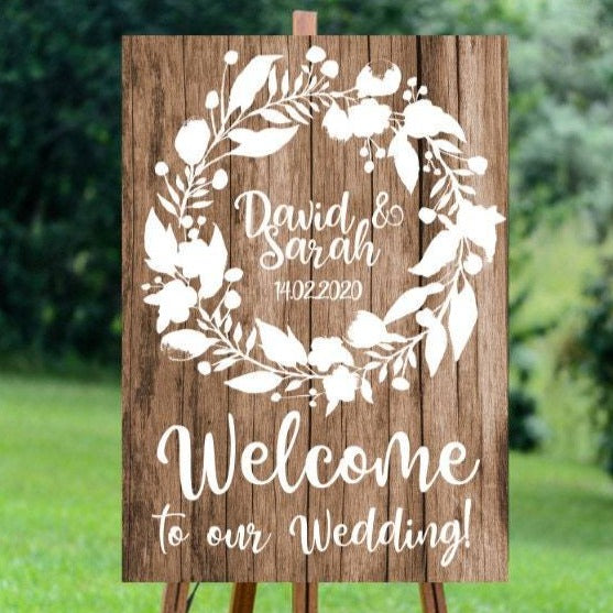 Wood Style Wedding Welcome Sign