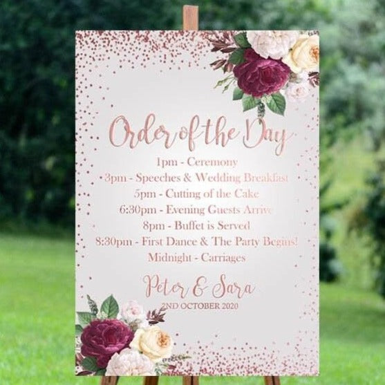 A3 Rose Gold Sign Bundle - Welcome Sign & Order of the Day