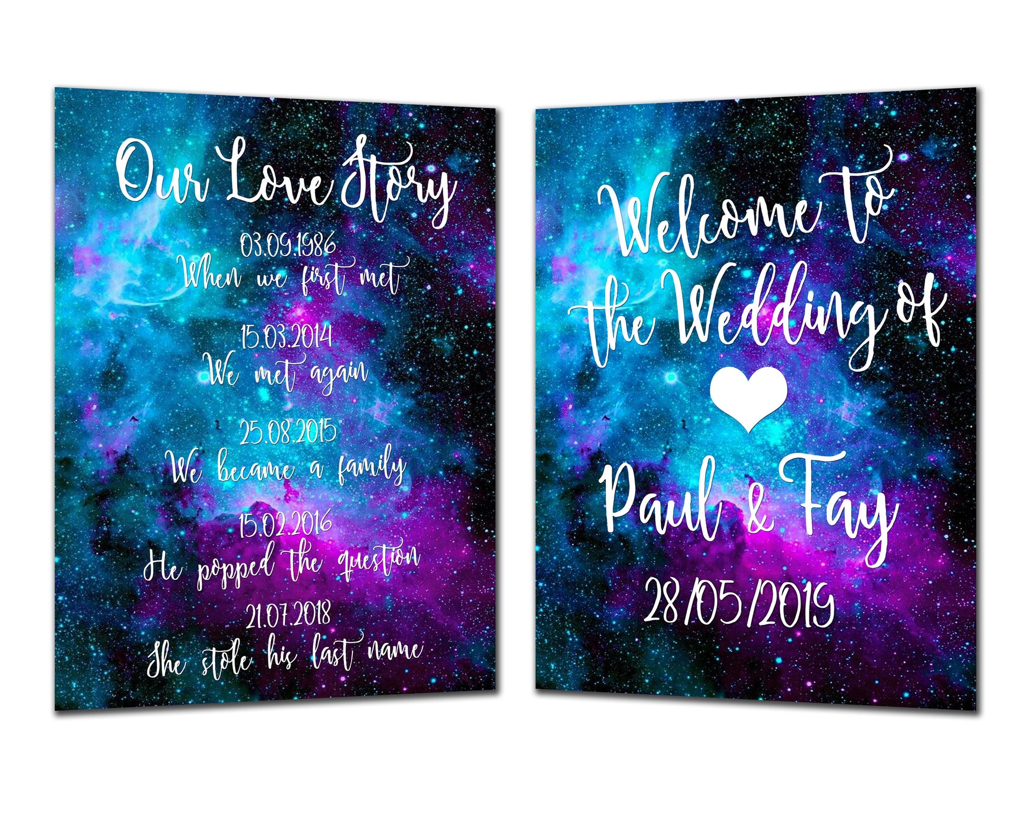 Galaxy Wedding Sign Bundle - Welkomstbord &amp; liefdesverhaal