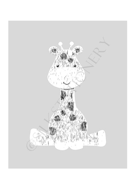 Instant Download Nursery Giraffe Print with Sketch Effect