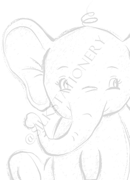 Instant Download Nursery Large Elephant Print with Sketch Effect