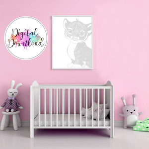 Instant Download Nursery Large Tiger Print - with Sketch Effect