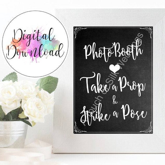 Instant Download Chalk Board Effect Photobooth Sign