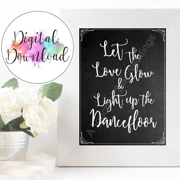 Instant Download Glow Stick Sign Chalk Board Effect