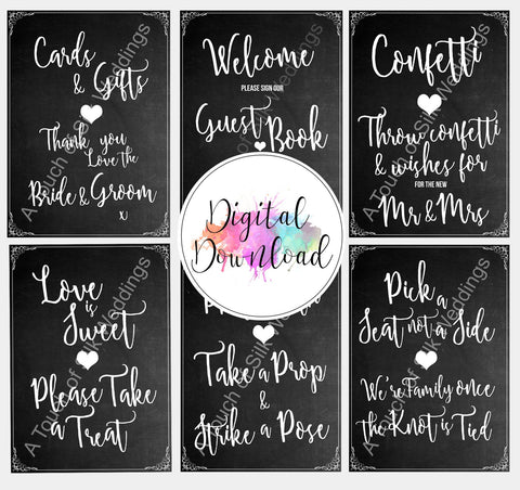 Bundel - Instant Download Chalk Board Effect Wedding Signs
