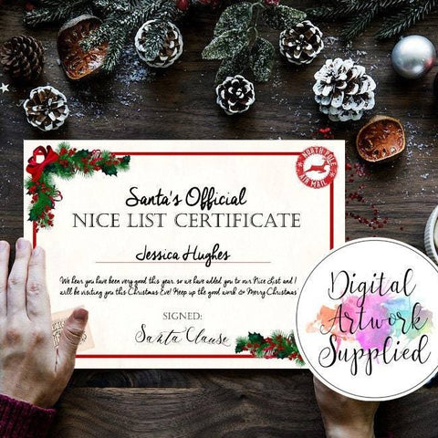 Digitaal - Gepersonaliseerde Santa's Nice List-certificaat