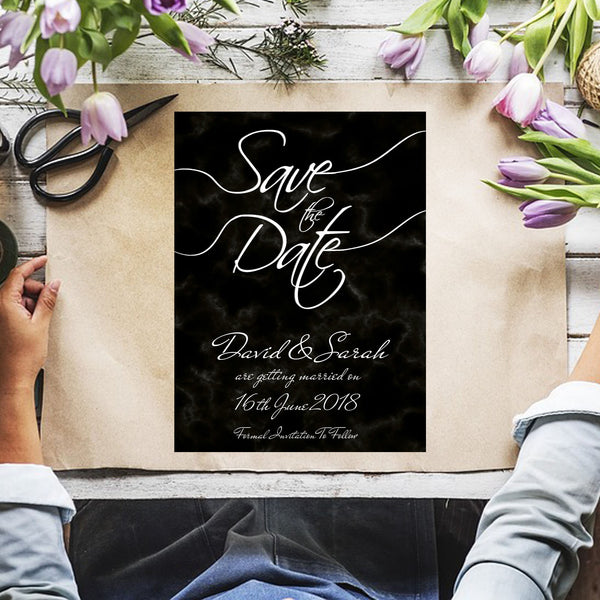 Various Colours Marble Save the Dates - Personalised