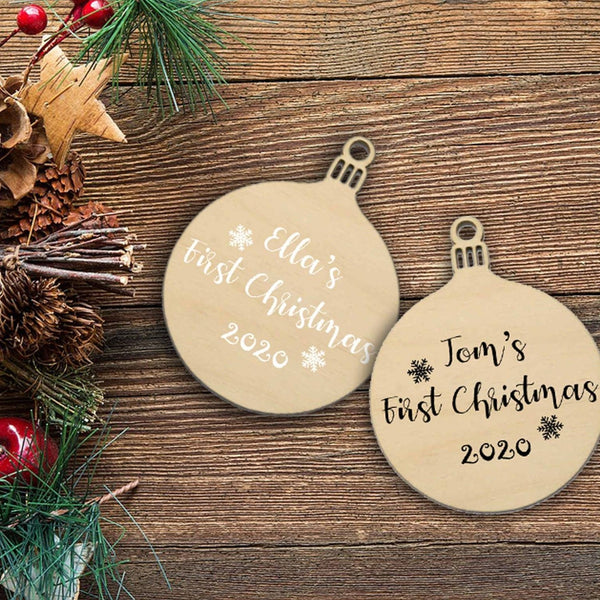 Personalised Baby's First Christmas Wooden Bauble