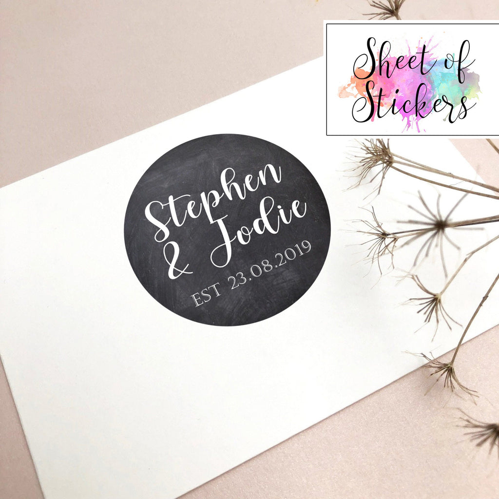 Matte Finish - Personalised Name Est Sticker Sheets - Wedding, Anniver ...
