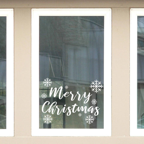 Merry Christmas Window Vinyl with Snowflakes