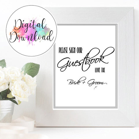 Instant Download bruiloft gastenboek teken