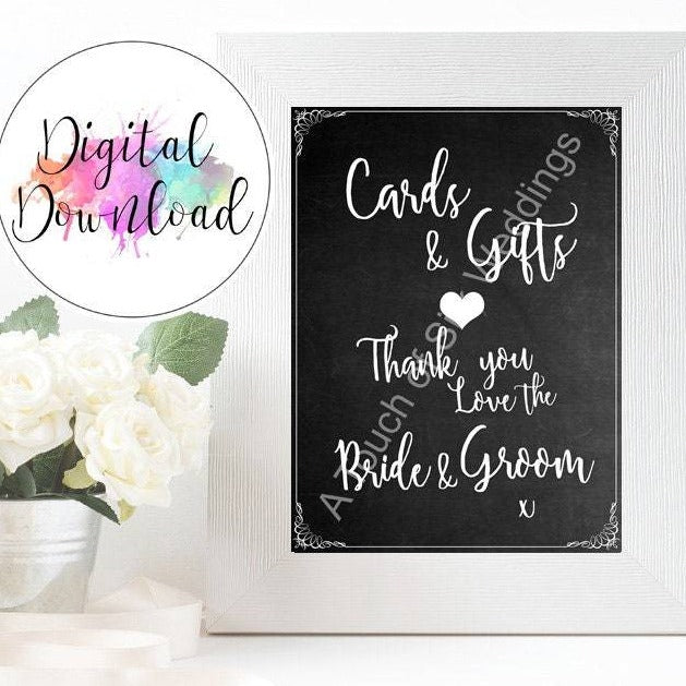 Instant Download Chalk Board Effect Cards & Gifts Sign