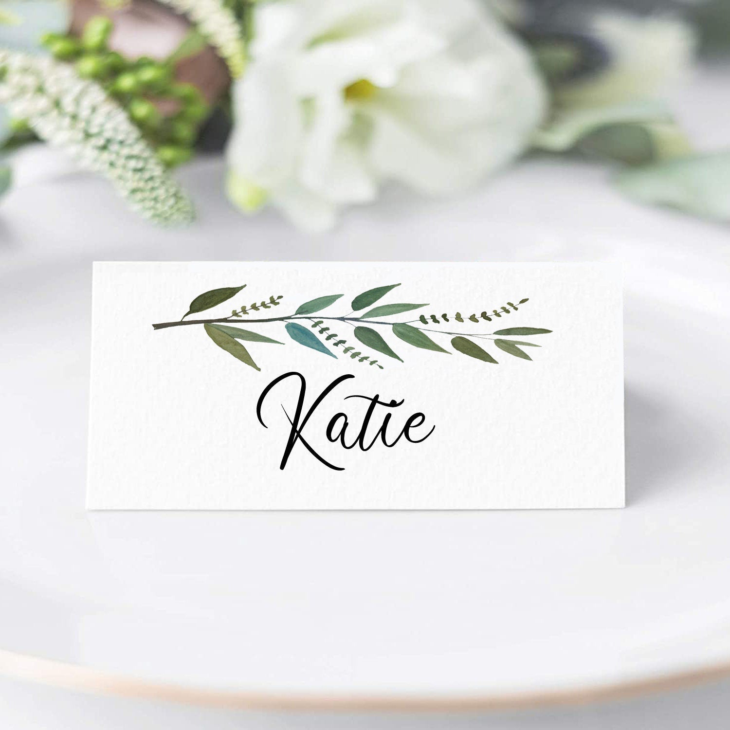 Foliage with Script Wedding/Event Place Cards