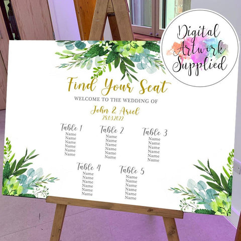 Digital - Floral Foliage Wedding Table Plan
