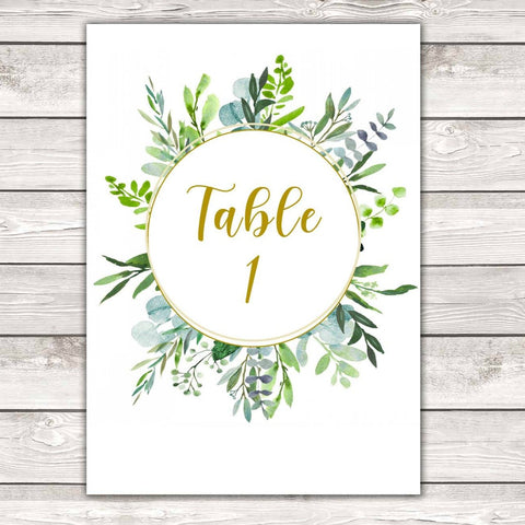 Digital - Foliage Floral Table Numbers - Set of 10