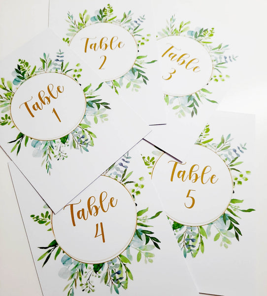 Digital - Foliage Floral Table Numbers - Set of 10
