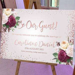 A3 Rose Gold Be Our Guest Wedding Welcome Sign
