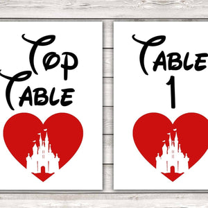 Set 1-10 plus Top Table - Fairytale Table Numbers