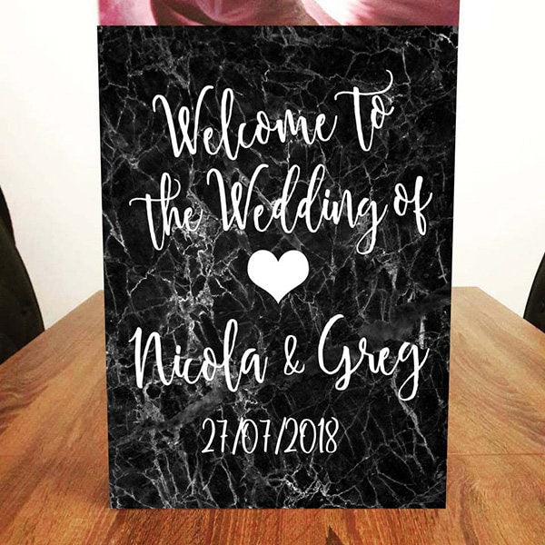 Großes Schild „Willkommen bei unserer Hochzeit“ – personalisiert – verschiedene Farben