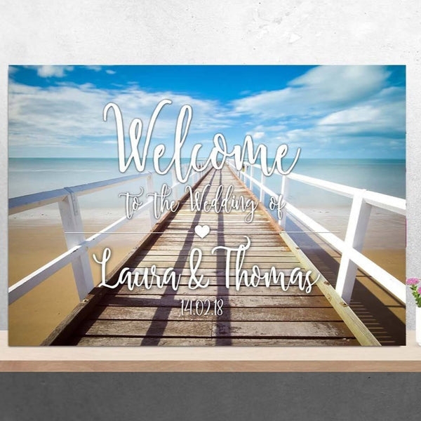 beach theme wedding welcome sign