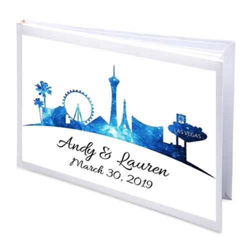 Personalised Las Vegas Inspired White Wedding Guest Book - In Various Colours