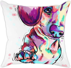 Dachshund Art Cute Cushion Cover for Dog Lovers  - Cover only, no insert - 45cm x 45cm