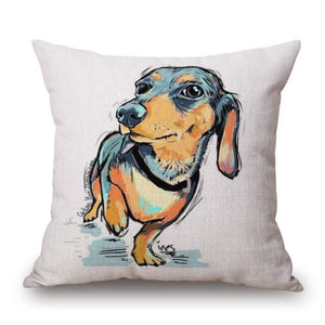 Niedlicher Kissenbezug mit Dackel-Kunst für Hundebesitzer – nur Bezug, keine Einlage – 45 cm x 45 cm